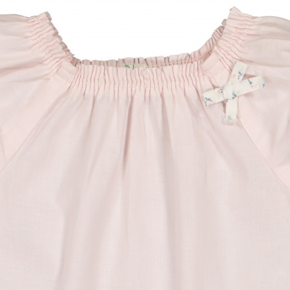 Памучна блуза с ластичен набор, розова Benetton 226356 2