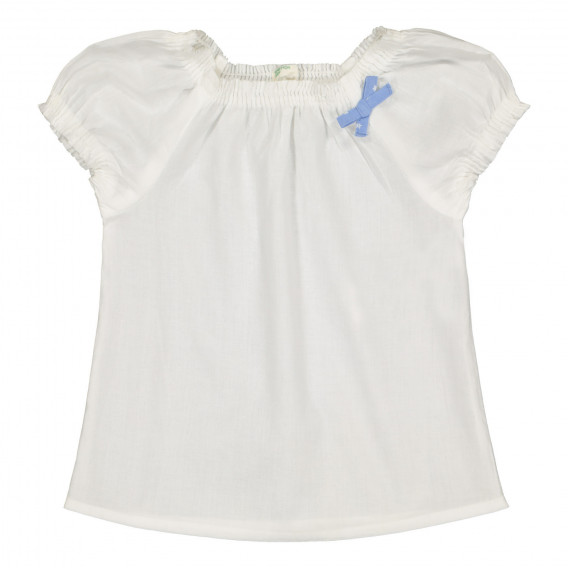 Памучна блуза с ластичен набор, бяла Benetton 226357 