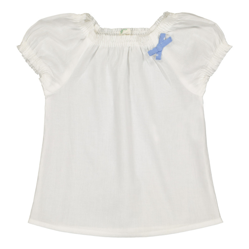 Памучна блуза с ластичен набор, бяла  226357
