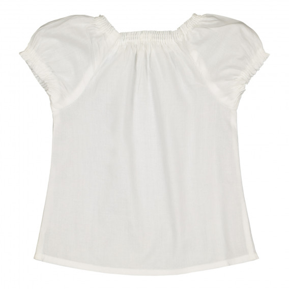 Памучна блуза с ластичен набор, бяла Benetton 226358 3