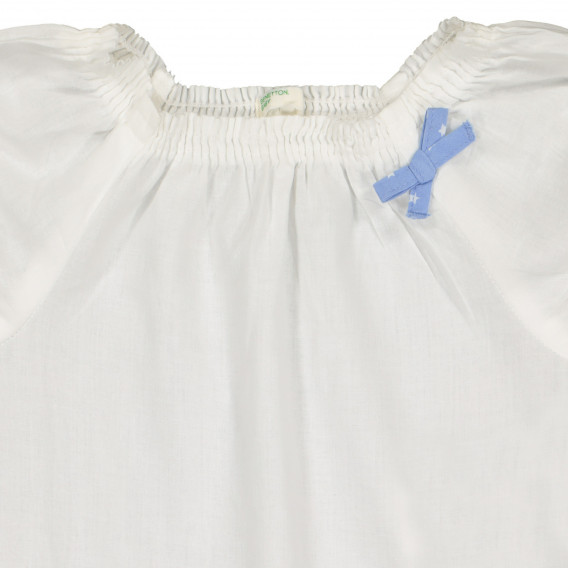 Памучна блуза с ластичен набор, бяла Benetton 226359 2