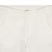 Памучен панталон бял за момиче Benetton 226571 2