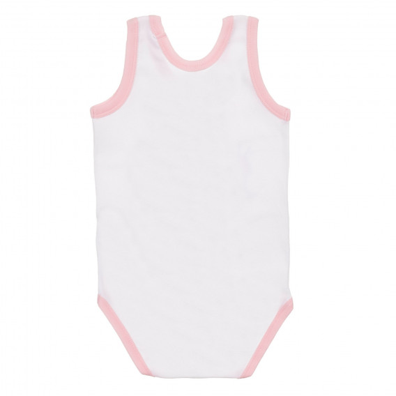 Комплект от два броя памучни бодита за бебе, бяло и розово Benetton 226840 4