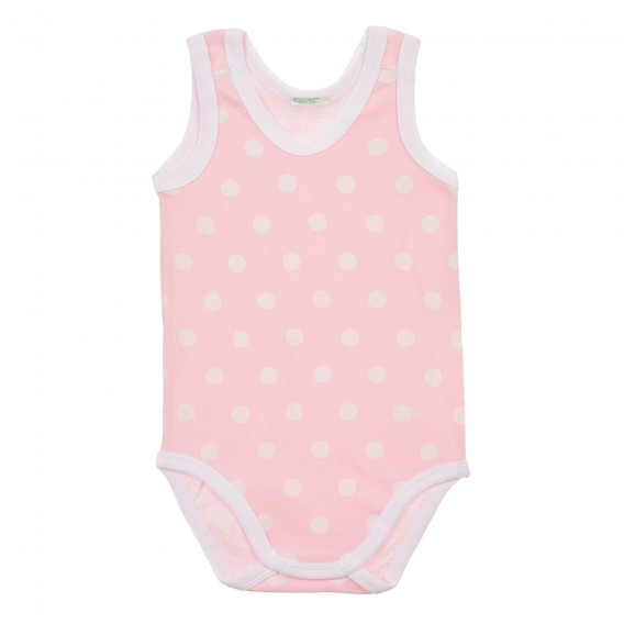 Комплект от два броя памучни бодита за бебе, бяло и розово Benetton 226842 6