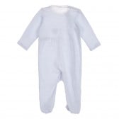 Памучен гащеризон с ританки бяло-синьо каре за бебе, син Benetton 226848 3