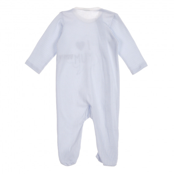 Памучен гащеризон с ританки бяло-синьо каре за бебе, син Benetton 226848 3
