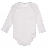 Комплект от два броя памучни бодита с дълъг ръкав за бебе, бяло и розово Benetton 226868 2