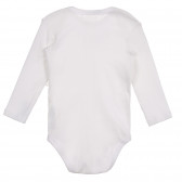 Комплект от два броя памучни бодита с дълъг ръкав за бебе, бяло и розово Benetton 226869 3