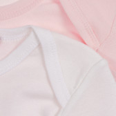 Комплект от два броя памучни бодита с дълъг ръкав за бебе, бяло и розово Benetton 226871 5