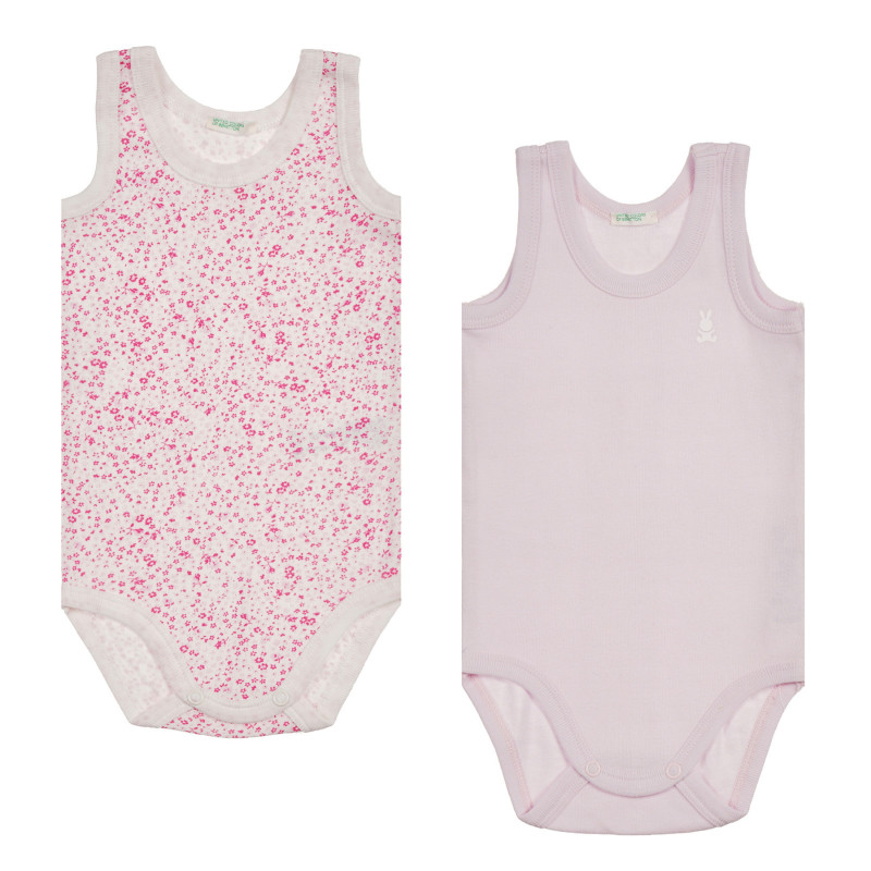 Комплект два броя памучни бодита за бебе, розово и лилаво  226879