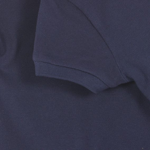 Памучна тениска с яка и логото на бранда, тъмно синя Benetton 226906 3