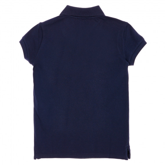 Памучна тениска с яка и логото на бранда, тъмно синя Benetton 226907 4