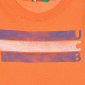 Памучен потник с щампа за бебе, оранжев Benetton 227074 2
