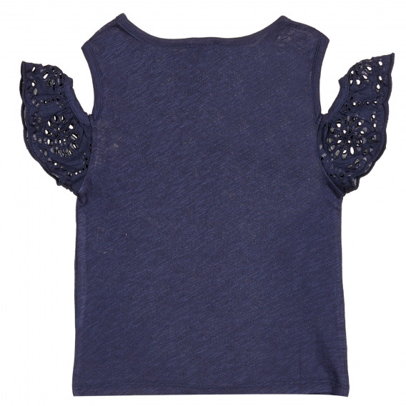 Памучен потник с изрязани ръкави, син Benetton 227083 3