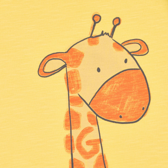 Памучен потник с принт на жираф за бебе, жълт Benetton 227161 2