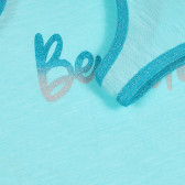 Памучен потник със сини акценти и надпис на бранда, светло син Benetton 227254 3