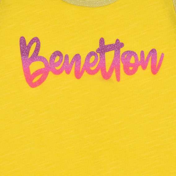 Памучен потник с надпис на бранда, жълт Benetton 227269 2