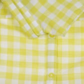Памучна риза без ръкави в бяло-жълто каре Benetton 227305 2