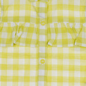 Памучна риза без ръкави в бяло-жълто каре Benetton 227307 3