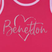 Памучен потник с лилави акценти и надпис на бранда, розов Benetton 227361 2