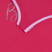 Памучен потник с лилави акценти и надпис на бранда, розов Benetton 227362 3