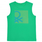Памучен потник с логото на бранда, зелен Benetton 227372 