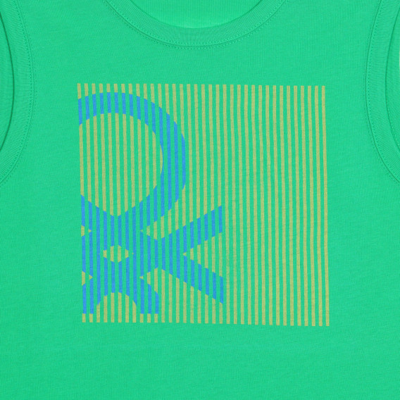 Памучен потник с логото на бранда, зелен Benetton 227373 2