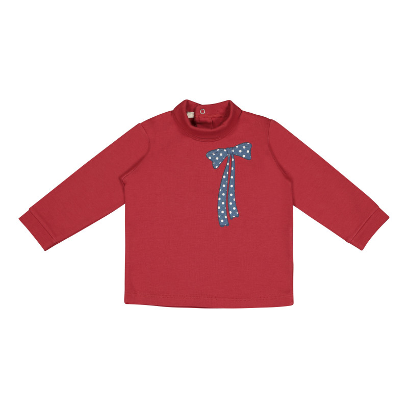 Памучна блуза с дълъг ръкав за бебе, червена   227604