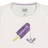 Тениска с фигурален принт за момиче бяла Armani 227693 2