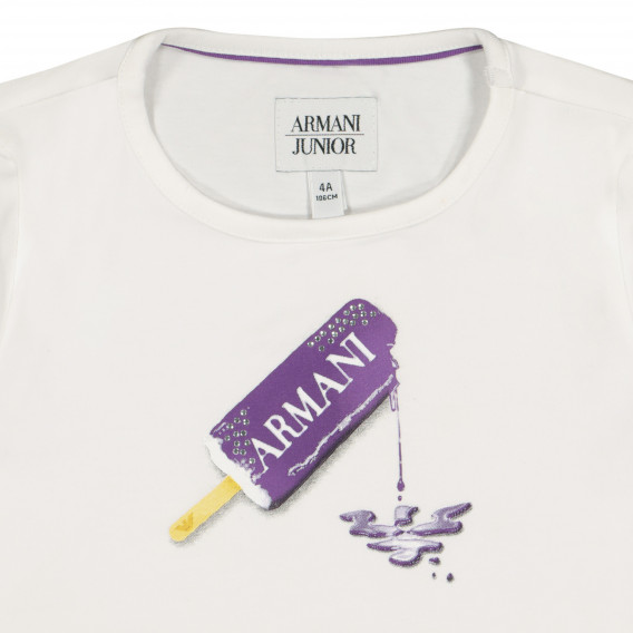 Тениска с фигурален принт за момиче бяла Armani 227693 2