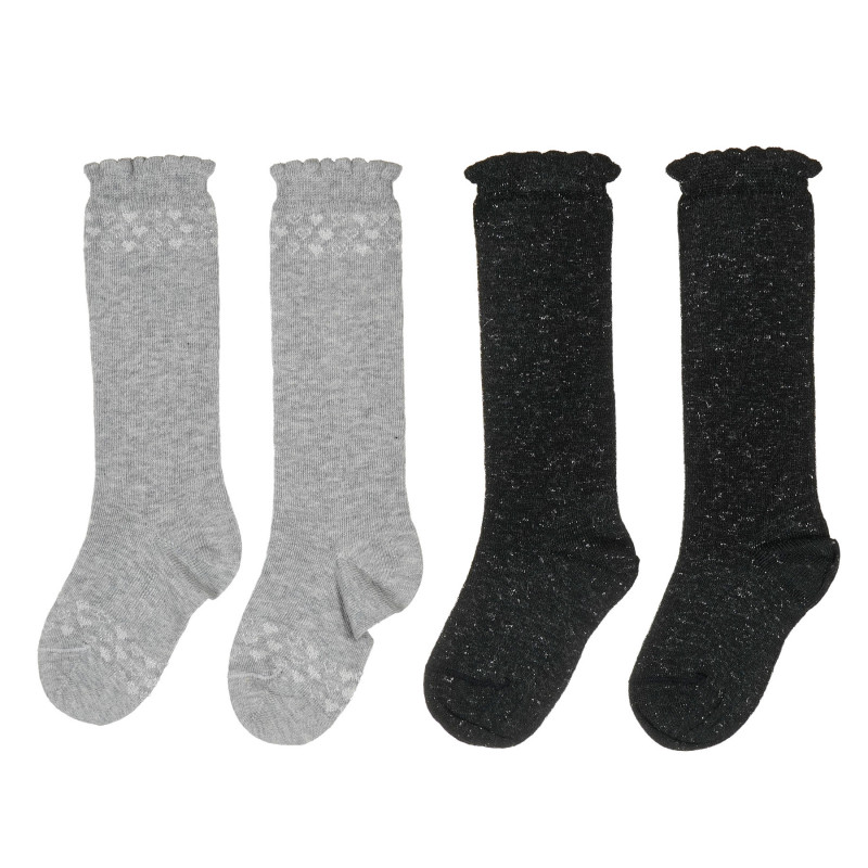 Комплект от два броя чорапи в черно и сиво за момиче  227778