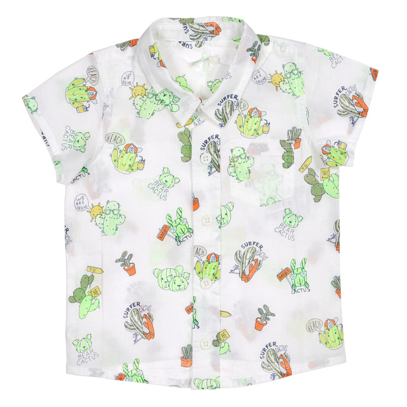 Памучна риза с графичен принт за бебе, бяла  227813
