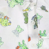 Памучна риза с графичен принт за бебе, бяла Benetton 227815 3