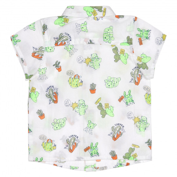 Памучна риза с графичен принт за бебе, бяла Benetton 227816 4