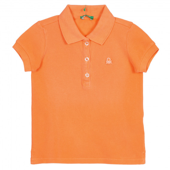 Памучна блуза с къс ръкав и яка, оранжева Benetton 227829 