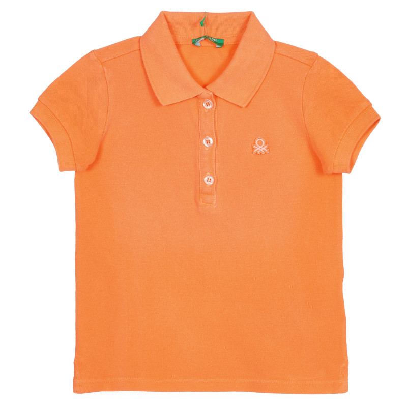 Памучна блуза с къс ръкав и яка, оранжева  227829