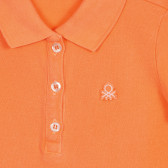 Памучна блуза с къс ръкав и яка, оранжева Benetton 227830 2