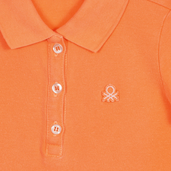 Памучна блуза с къс ръкав и яка, оранжева Benetton 227830 2