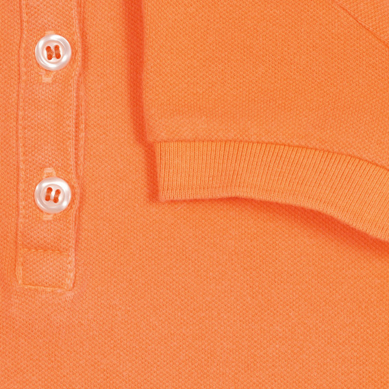 Памучна блуза с къс ръкав и яка, оранжева Benetton 227831 3