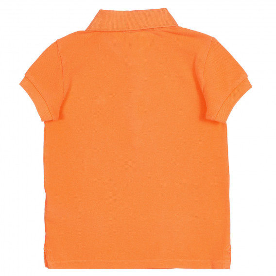 Памучна блуза с къс ръкав и яка, оранжева Benetton 227832 4