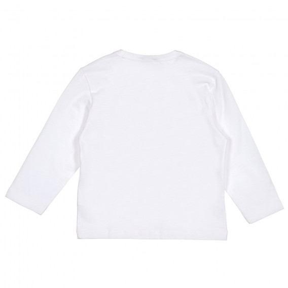 Памучна блуза с щампа на куче за бебе, бяла Benetton 227848 4