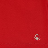 Памучна блуза с поло яка, червена Benetton 227850 2