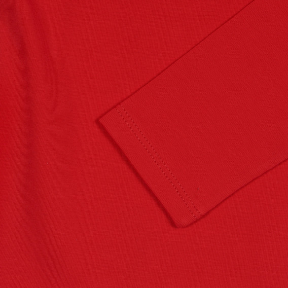 Памучна блуза с поло яка, червена Benetton 227851 3