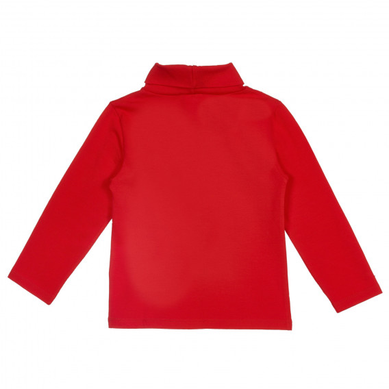Памучна блуза с поло яка, червена Benetton 227852 4