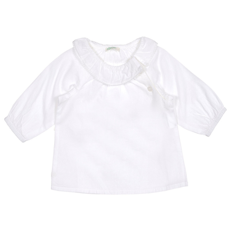 Памучна блуза с обла яка за бебе, бяла  227853