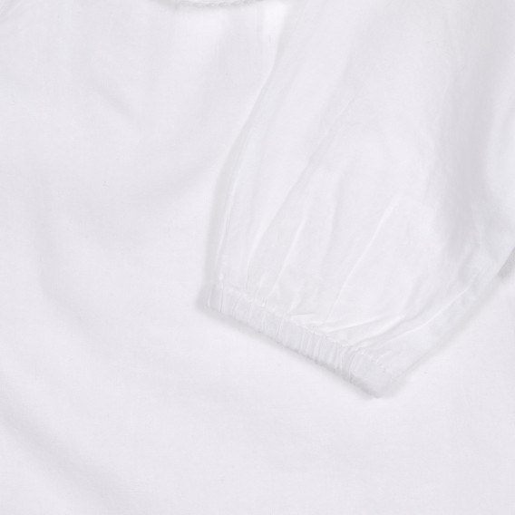 Памучна блуза с обла яка за бебе, бяла Benetton 227854 2