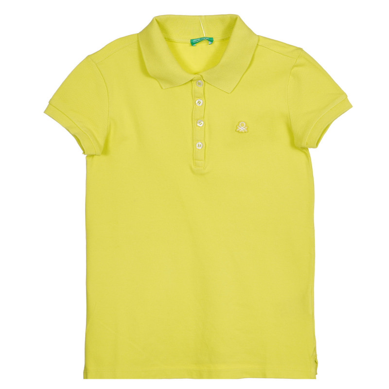 Памучна блуза с къс ръкав и яка, светлозелена  227869