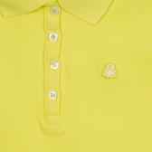 Памучна блуза с къс ръкав и яка, светлозелена Benetton 227870 2