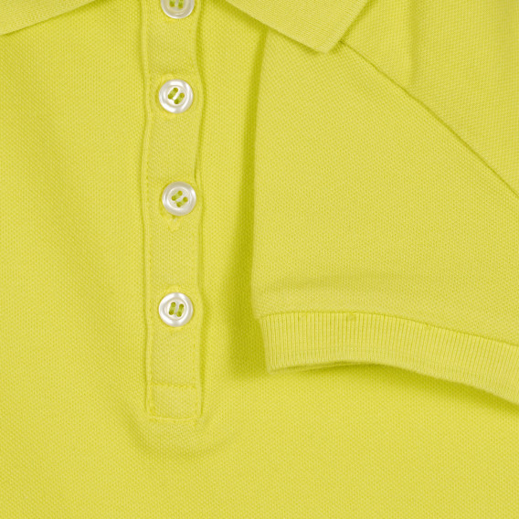 Памучна блуза с къс ръкав и яка, светлозелена Benetton 227871 3
