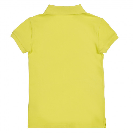 Памучна блуза с къс ръкав и яка, светлозелена Benetton 227872 4